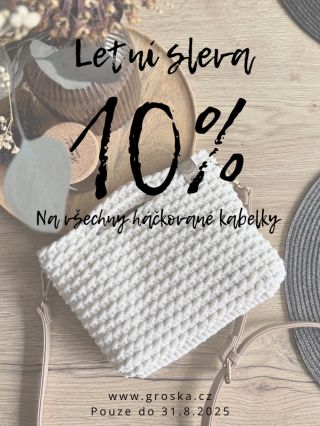 Letní sleva 10 % na háčkované kabelky! Dolaď svůj outfit stylově – naše ručně háčkované kabelky teď se slevou 10 %!...